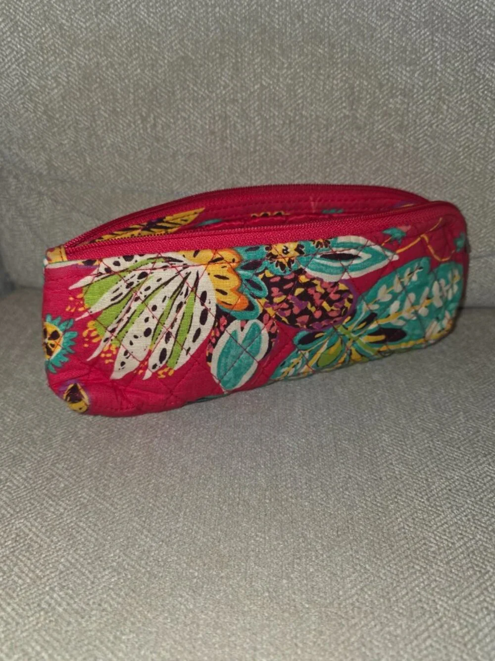 Vera Bradley Zip Pouch Makeup Organizer Pencil Case Travel Accessory Rumba